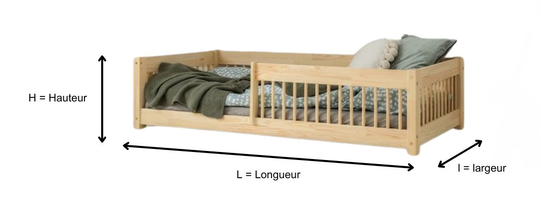 Schéma lit en bois de pin enfant Siméon